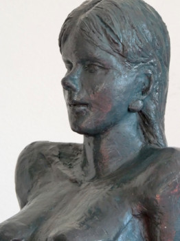 Named contemporary work « Claudia Statue Sculpture terre cuite Art du Nu Design couleur bronze », Made by HIAM DEMEULENAERE