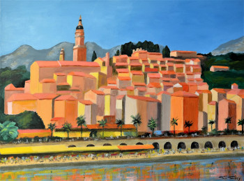 Named contemporary work « Menton- France », Made by LE GOUBEY