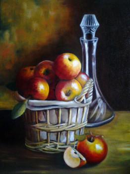 Named contemporary work « Panier de pommes 1 », Made by JOELLE BEUSCART
