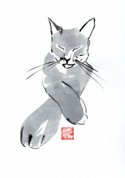 Named contemporary work « crossed arms cat », Made by PECHANE SUMIE