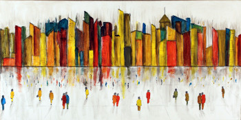 Named contemporary work « 280 - La ville », Made by GDLAPALETTE - UN UNIVERS DE CREATIONS