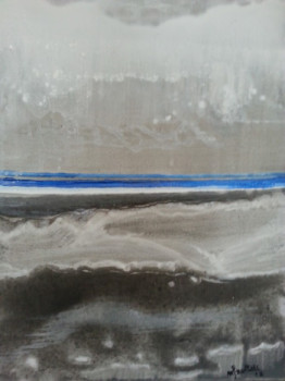 Named contemporary work « traits bleus sur gris », Made by MARIE NUTTALL