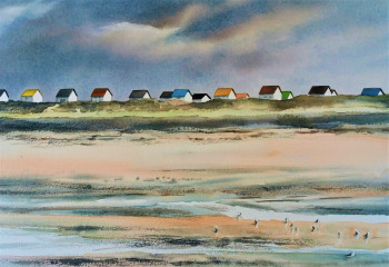 Named contemporary work « Cabines de plage Gouville », Made by VAL.H