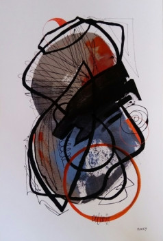 Named contemporary work « CERCLE ORANGE 3  », Made by MIREILLE MAURY