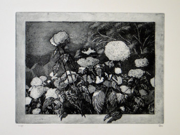 Named contemporary work « Nocturne aux hortensias », Made by JYCé