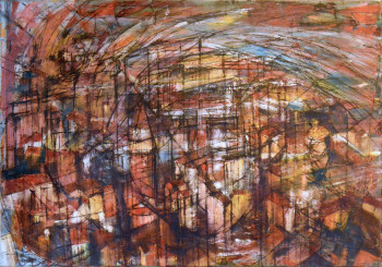 Named contemporary work « Nuit à Galata 2 », Made by GENEVIèVE NORMAND