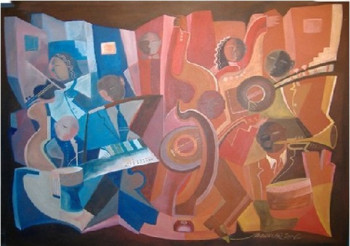 Named contemporary work « Faouzi MAAOUIA « Musique silencieuse »- AN 2006 - 120 x 90 », Made by MAAOUIA