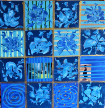 Named contemporary work « Symphonie en bleu 1 », Made by MARIE-LAURE MELINAND