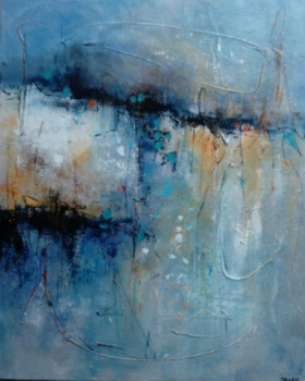 Named contemporary work « QUELQUES TRACES BLEUES », Made by MIREILLE MAURY