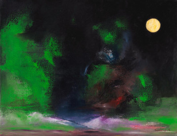 Contemporary work named « Lune  mélancolique ou Poésie de la nuit », Created by TCHARTILOGLOU FRANCOISE