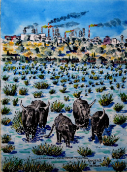 Contemporary work named « " Camargue : tradition et pollution " N° : 11 DS 01 », Created by ROGER J.