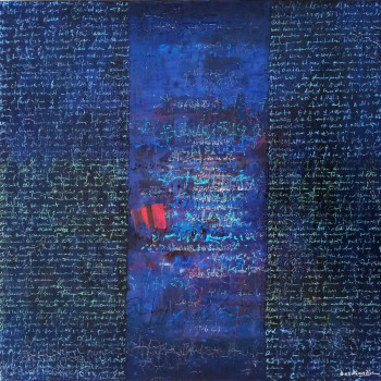 Named contemporary work « Réf: T286 Paléographie N°1   50 x 50 cm  2018 », Made by JEAN CLAUDE BERTRAND