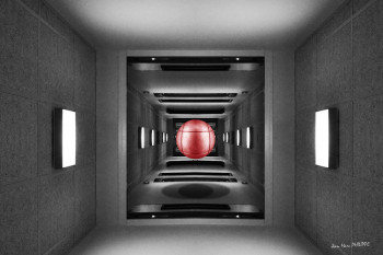 Contemporary work named « THE RED BALL », Created by JEAN-MARC PHILIPPE