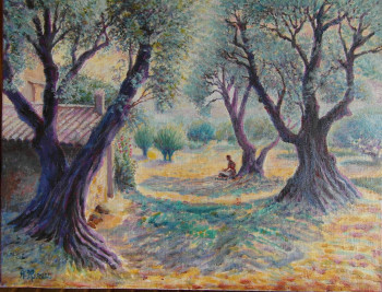 Named contemporary work « Les vieux oliviers des "Colettes" dans le domaine d'Auguste Renoir », Made by AMALIA MEREU