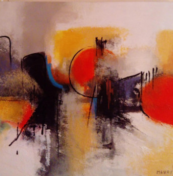 Named contemporary work « COMPOSITION ORANGE N3 », Made by MIREILLE MAURY