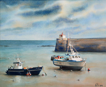 Contemporary work named « Port de Barfleur », Created by VAL.H