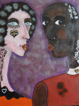 Contemporary work named « couple mixte tatoué », Created by J.J.BERTHEL