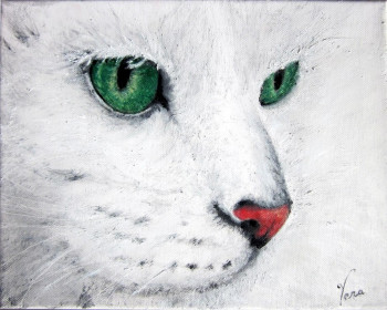 Named contemporary work « CHAT BLANC », Made by VERA