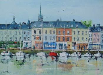 Named contemporary work « Port de  Fécamp  », Made by DANIEL BRUNEAUX