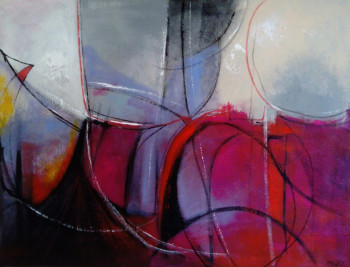 Named contemporary work « COMPOSITION FRAMBOISE  », Made by MIREILLE MAURY