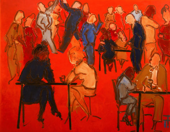 Named contemporary work « Scène de vie-EN TERRASSE-(16-115) », Made by THIERRY FAURE