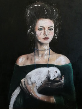 Named contemporary work « La Femme à L'Hermine. 1 », Made by FLORE BETTY