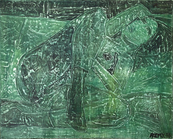 Named contemporary work « Nu vert 1977 Stbg », Made by ROEMY