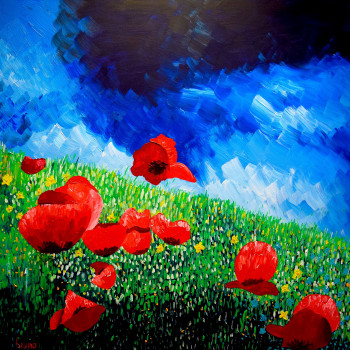 Named contemporary work « Coquelicots », Made by BRUNODEMAN