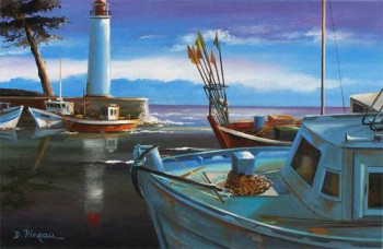 Named contemporary work « Le phare de l'Ile de Ré », Made by DOMINIQUE PINEAU