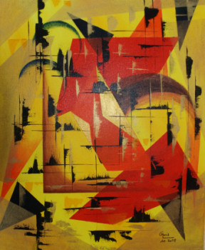 Named contemporary work « PROFONDEUR JAUNE », Made by GHISLAINE LECA