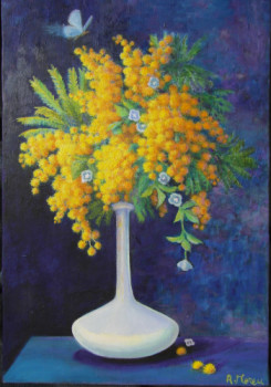 Named contemporary work « Petit bouquet rond de mimosa », Made by AMALIA MEREU