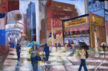 Contemporary work named « City on the rain », Created by ALLOSIETTE