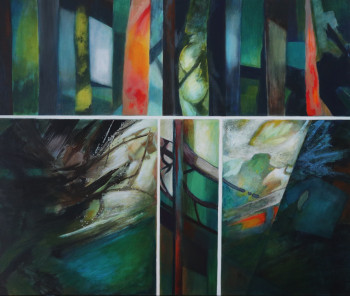 Named contemporary work « Chant originel 100 x 120 cm », Made by DANIèLE CREY