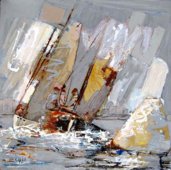 Contemporary work named « Bord à bord à la bouée », Created by CARINE DEWAVRIN