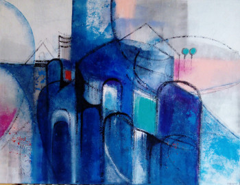 Named contemporary work « MATIN BLEU  », Made by MIREILLE MAURY