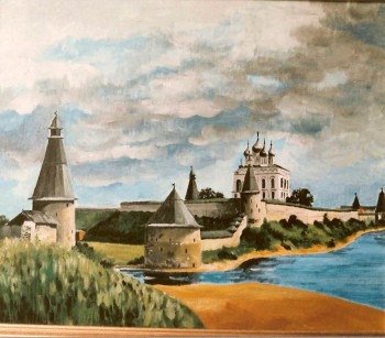 Contemporary work named « Pskov. Le Kremlin », Created by ANDRé FEODOROFF
