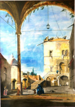Named contemporary work « Vieux Venise copie Guardi.   aquarelle », Made by ANDRé FEODOROFF