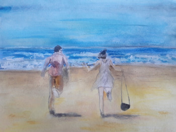 Named contemporary work « Lovers on the beach », Made by HERMIONE