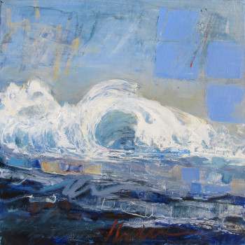 Named contemporary work « La vague bleue 1 », Made by CARINE DEWAVRIN