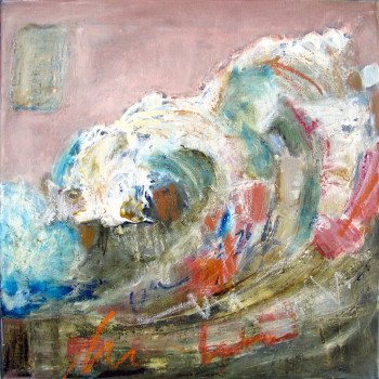 Named contemporary work « La vague verte 2 », Made by CARINE DEWAVRIN