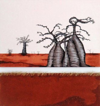 Named contemporary work « Baobabs en terre rouge  », Made by MILEG