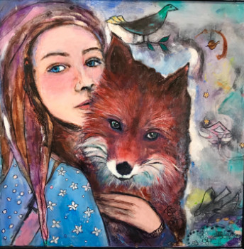 Named contemporary work « La fille et le renard », Made by MARY LARSSON