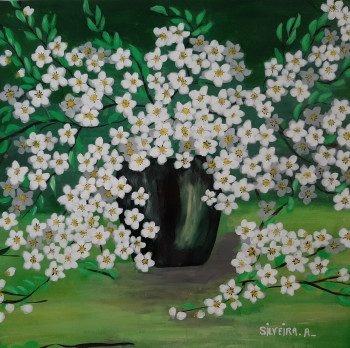 Named contemporary work « Les petites  fleurs  blanches », Made by SILVEIRA ANTOINE