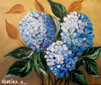 Named contemporary work « Hortensia  azul », Made by SILVEIRA ANTOINE