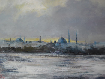Named contemporary work « brume sur istanbul », Made by ALAIN COJAN