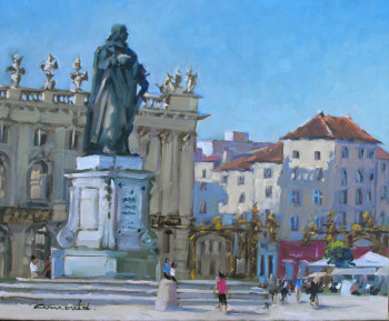 Contemporary work named « Ce matin place Stanislas (huile sur toile 61 x 50) », Created by ARNOULD   -