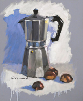 Named contemporary work « Cafetière  italienne et châtaignes », Made by ARNOULD   -