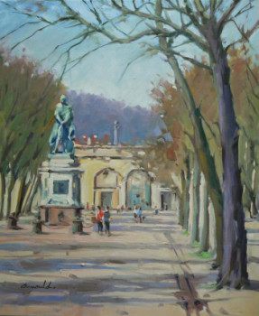 Named contemporary work « Place Carnot à Nancy (huile sur toile 65 x 54) », Made by ARNOULD   -