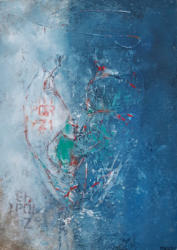 Named contemporary work « BLEU 4 », Made by MIREILLE MAURY