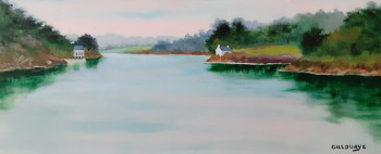 Contemporary work named « L' Aven entre Kerfany les pins et Pont Aven », Created by ANDRé GILLOUAYE